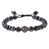 Leopard Head Men Bracelet 8MM Stone Charm Men Jewelry Gift