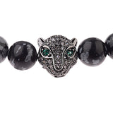 Leopard Head Men Bracelet 8MM Stone Charm Men Jewelry Gift