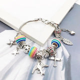 Charm Bracelet Cross Bird Star Leaf Hanging DIY Jewelry Set