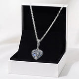 Christmas Sparkling Moon Stars Heart Necklace 925 Sterling Silver Pendant