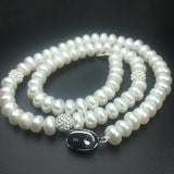 Classic Silver Pearl Necklace 8-9mm Natural Freshwater Pearl 925 Silver Choker