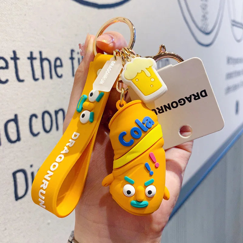 Cola Bottle Rocking Toy Doll Car Keychain Pendant Bag Key Chain Funny Gift