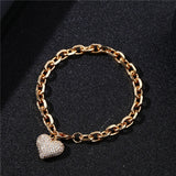 CZ Heart Charms Bracelet Silver Chains Birthday Christmas Jewelry
