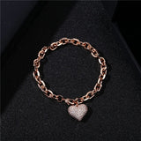 CZ Heart Charms Bracelet Silver Chains Birthday Christmas Jewelry