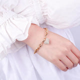 CZ Heart Charms Bracelet Silver Chains Birthday Christmas Jewelry