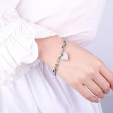 CZ Heart Charms Bracelet Silver Chains Birthday Christmas Jewelry