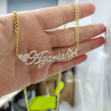 Stainless Steel Name Necklace With Butterfly Heart Choker Women Jewelry