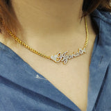 Stainless Steel Name Necklace With Butterfly Heart Choker Women Jewelry