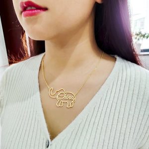 DODOAI Elephant Name Necklace Stainless Steel Choker
