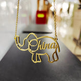 DODOAI Elephant Name Necklace Stainless Steel Choker