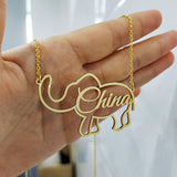 DODOAI Elephant Name Necklace Stainless Steel Choker
