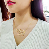 DODOAI Elephant Name Necklace Stainless Steel Choker