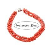 Coral Beadwork Necklace Bracelet Set Gift
