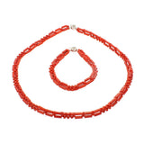 Coral Beadwork Necklace Bracelet Set Gift