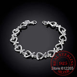 925 Silver Infinity Heart Charm Bracelet for Women