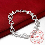 925 Silver Infinity Heart Charm Bracelet for Women