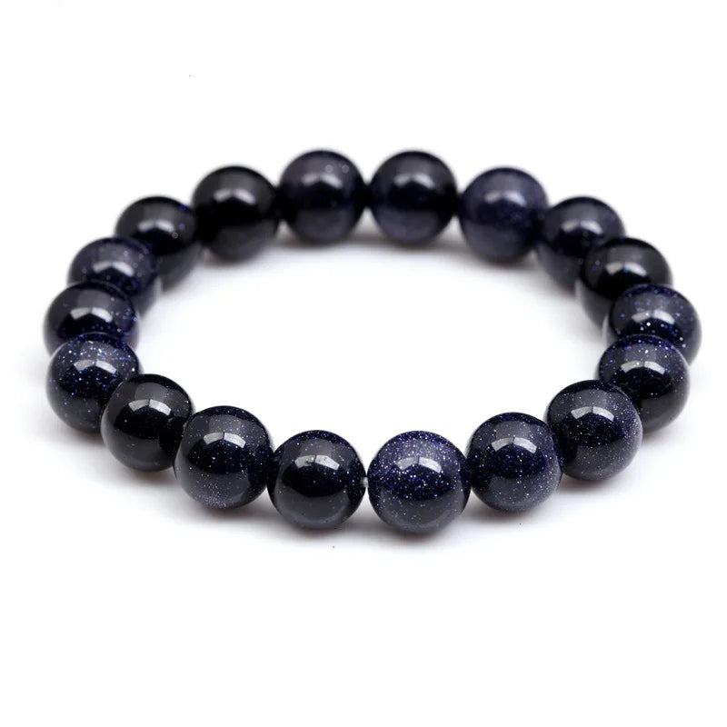 Natural Blue/Gold Sandstone Beads Bracelet Solar System