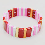 Geometric Rainbow Bangles Stretch Alloy Paint Women Cuff Bracelets