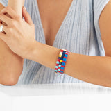 Geometric Rainbow Bangles Stretch Alloy Paint Women Cuff Bracelets