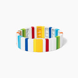 Geometric Rainbow Bangles Stretch Alloy Paint Women Cuff Bracelets