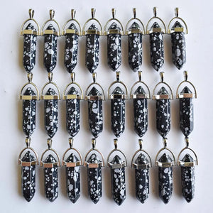 Snowflake Bullet Charm Point Chakra Pendant 24pcs/lot