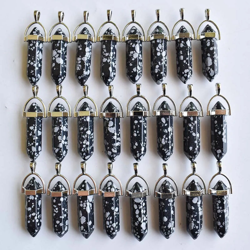 Snowflake Bullet Charm Point Chakra Pendant 24pcs/lot