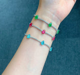 Water Drop Cut Ruby Emerald Paraiba Gem Bracelet Fine Jewelry