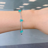 Water Drop Cut Ruby Emerald Paraiba Gem Bracelet Fine Jewelry