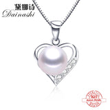 Freshwater Pearl Pendant 925 Sterling Silver Love Necklace