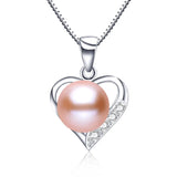 Freshwater Pearl Pendant 925 Sterling Silver Love Necklace