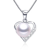 Freshwater Pearl Pendant 925 Sterling Silver Love Necklace