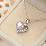 Freshwater Pearl Pendant 925 Sterling Silver Love Necklace
