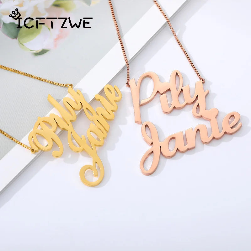 Personalized Stainless Steel Double Name Necklace for Women