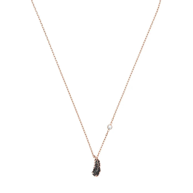 Feather Necklace with Crystal Pendant - Romantic Gift for Her
