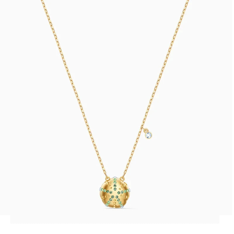 Glitter Sea Urchin Charm Classic Crystal Chain Necklace
