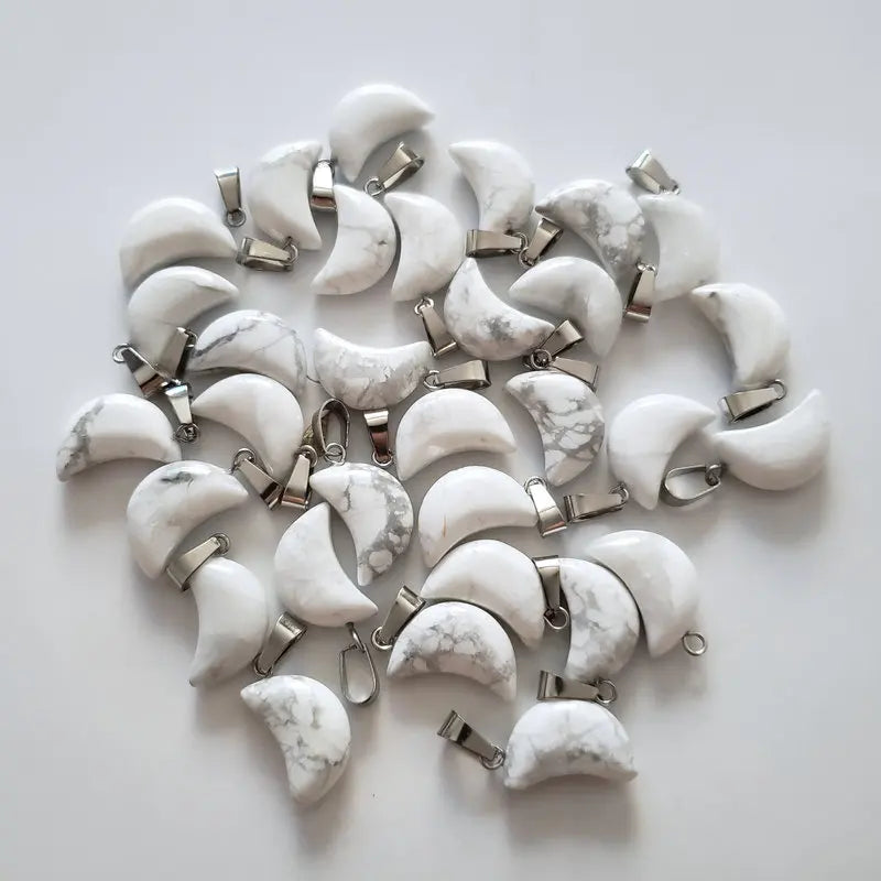 High Moon Natural Stone Pendant Charms Lot for Jewelry Making
