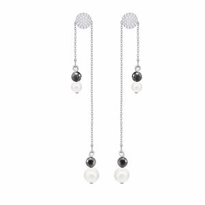 Double Chain Crystal Pearl Earrings Romantic Gift