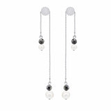 Double Chain Crystal Pearl Earrings Romantic Gift