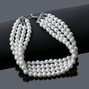 Layer Chains Pearl Necklaces Party Wedding Bride Necklace Choker