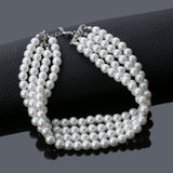 Layer Chains Pearl Necklaces Party Wedding Bride Necklace Choker