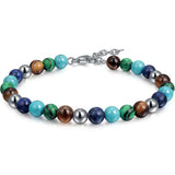 Men's Tiger Eye Stone Warp Bracelet Stainless Steel Lobster Clasp