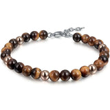 Men's Tiger Eye Stone Warp Bracelet Stainless Steel Lobster Clasp
