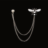 Metal Rhinestones Brooches Tassel Chain Lapel Pin