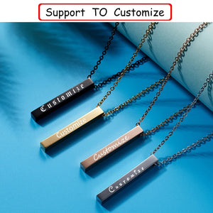 Rectangle Pendant Necklace Men Stainless Steel Chain Necklace
