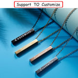Rectangle Pendant Necklace Men Stainless Steel Chain Necklace