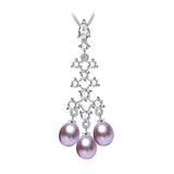 Freshwater Pearl Pendant Necklace 925 Sterling Silver Zircon Crystal Jewelry