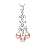 Freshwater Pearl Pendant Necklace 925 Sterling Silver Zircon Crystal Jewelry