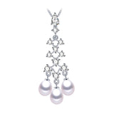 Freshwater Pearl Pendant Necklace 925 Sterling Silver Zircon Crystal Jewelry