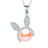 Freshwater Pearl Rabbit Zircon Necklace Pendants 925 Sterling Silver
