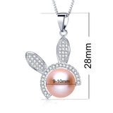 Freshwater Pearl Rabbit Zircon Necklace Pendants 925 Sterling Silver